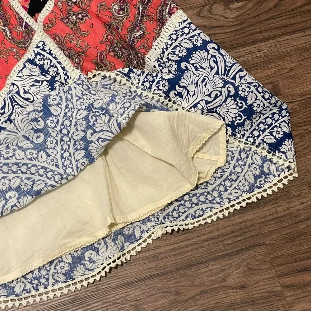 Anthropologie Inez Swing Dress by Vanessa Virginia Patchwork Multicolor Size 2